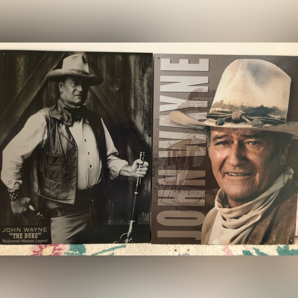Set of 2 John Wayne Metal Signs From Desperate Enterprises
